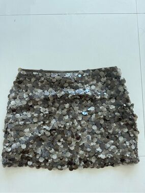 Zara Silver Sequin Mini Skirt